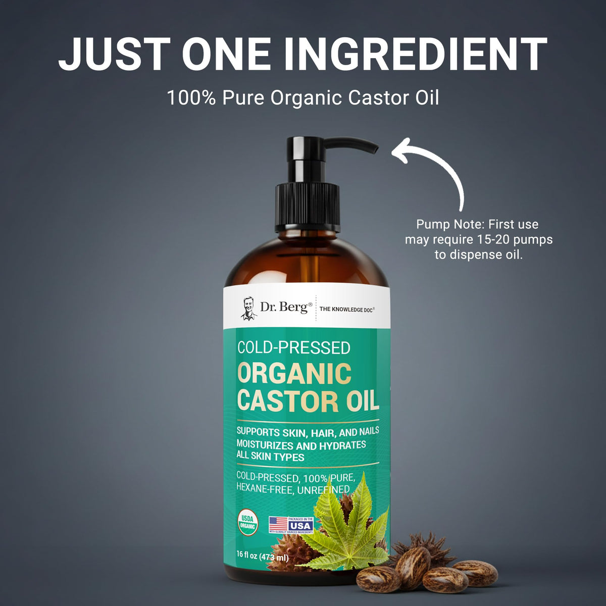 Dr. Berg castor oil pouring drop illustrating controlled application and coverage