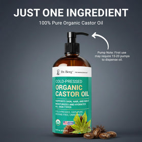 Dr. Berg castor oil pouring drop illustrating controlled application and coverage