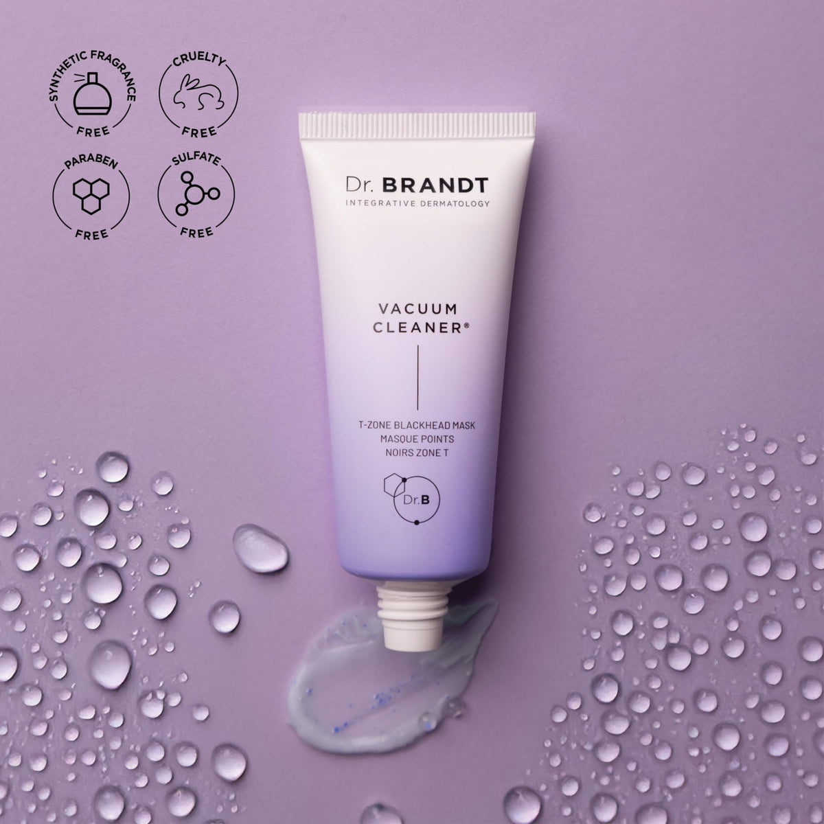 Dr. Brandt jar on bathroom shelf in routine setting showing professional skincare benefit