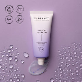 Dr. Brandt jar on bathroom shelf in routine setting showing professional skincare benefit