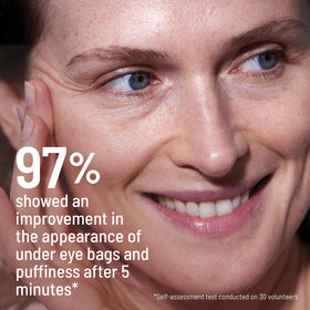 Dr. Brandt before and after eye area illustrating reduced puffiness appearance