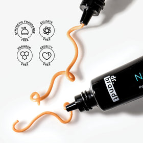 Dr. Brandt under-eye gel layered with makeup showing compatibility and finish