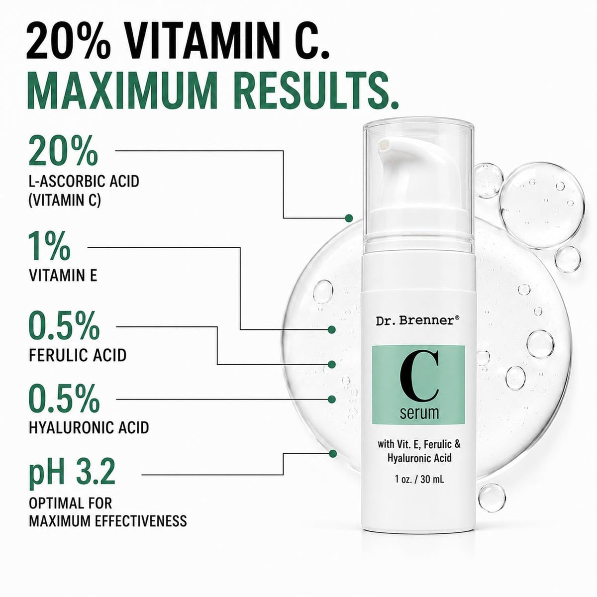 Dr. Brenner bottle held in hand showing scale and convenient 1oz size for travel