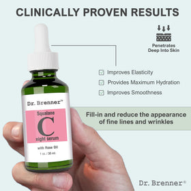 Dr. Brenner squalane texture on palm demonstrating lightweight hydration benefit