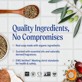 Dr. Bronner's almond bar producing rich lather on hand for effective cleansing