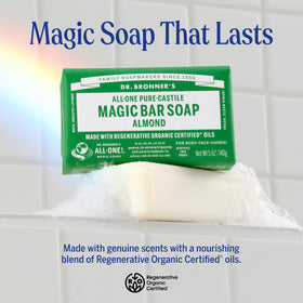 Dr. Bronner's wrapper detail highlighting recycled paper and eco benefit