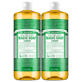 Dr. Bronner's almond front label showing product identity and concentrated benefit
