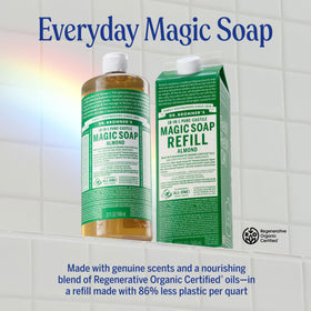 Dr. Bronner's poured foam on hand showing rich lather benefit