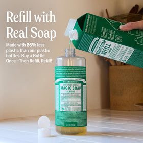 Dr. Bronner's pump close-up demonstrating controlled dispensing benefit