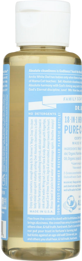 Dr. Bronner's in bathroom with baby demonstrating safe unscented baby care