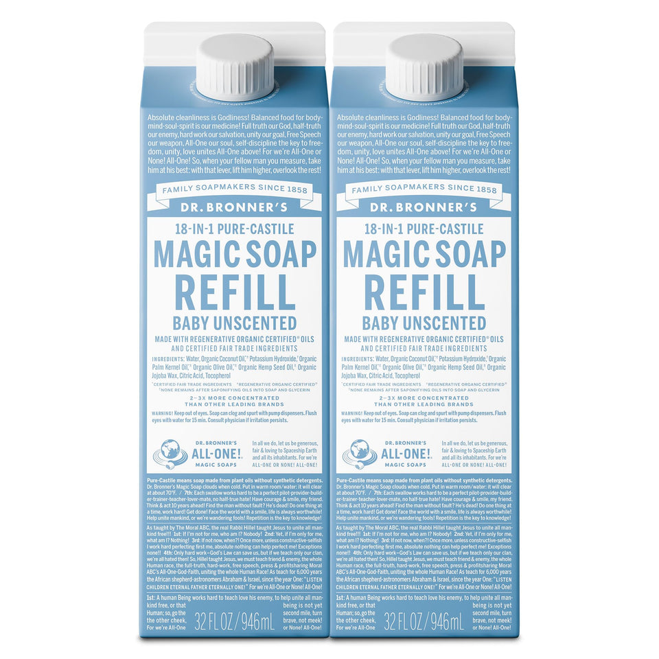 Dr. Bronner's front carton showing label and unscented benefit
