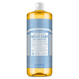 Dr. Bronner's bottle front label showing product name and size for clear identification and trust