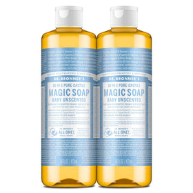 Dr. Bronner's bottle front packaging showing unscented label and size