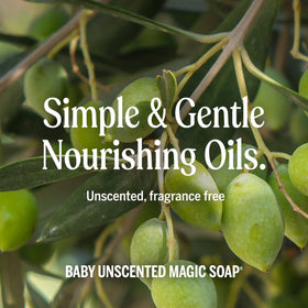 Dr. Bronner's bottle in shower scene showing versatile body and hair use