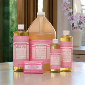 Dr. Bronner's label close-up highlighting organic and fair-trade ingredients