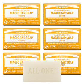 Dr. Bronner's citrus bar front packaging showing product benefit of eco labeling