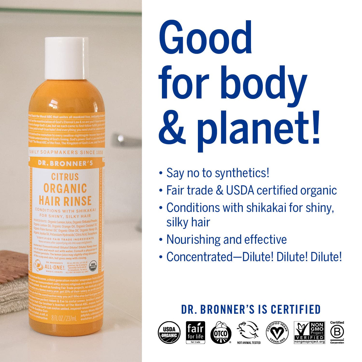 Dr. Bronner's texture tube close-up highlighting smooth slip
