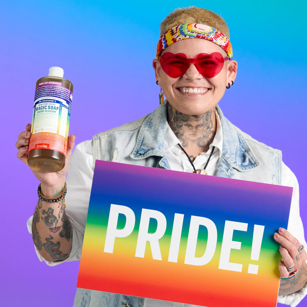 Dr. Bronner's diluted solution bottles showing recommended mixes and versatility benefit