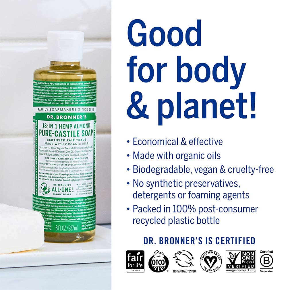 Dr. Bronner's soap suds on dishes demonstrating effective grease-cutting cleaning