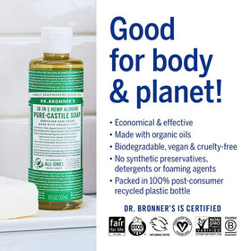 Dr. Bronner's soap suds on dishes demonstrating effective grease-cutting cleaning