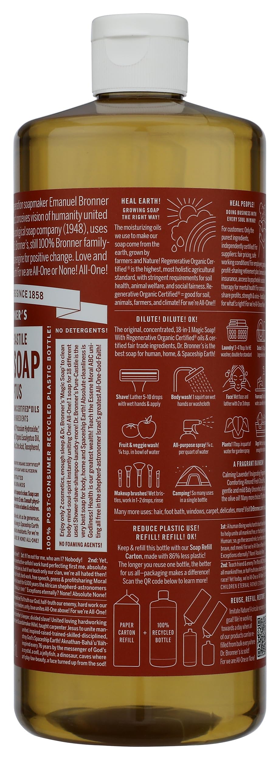 Bathroom sink scene with Dr. Bronner's bottle showing gentle skin-safe use
