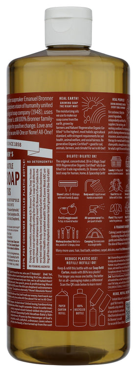Bathroom sink scene with Dr. Bronner's bottle showing gentle skin-safe use