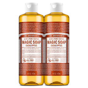 Dr. Bronner's eucalyptus front packaging showing brand and 2-pack convenience