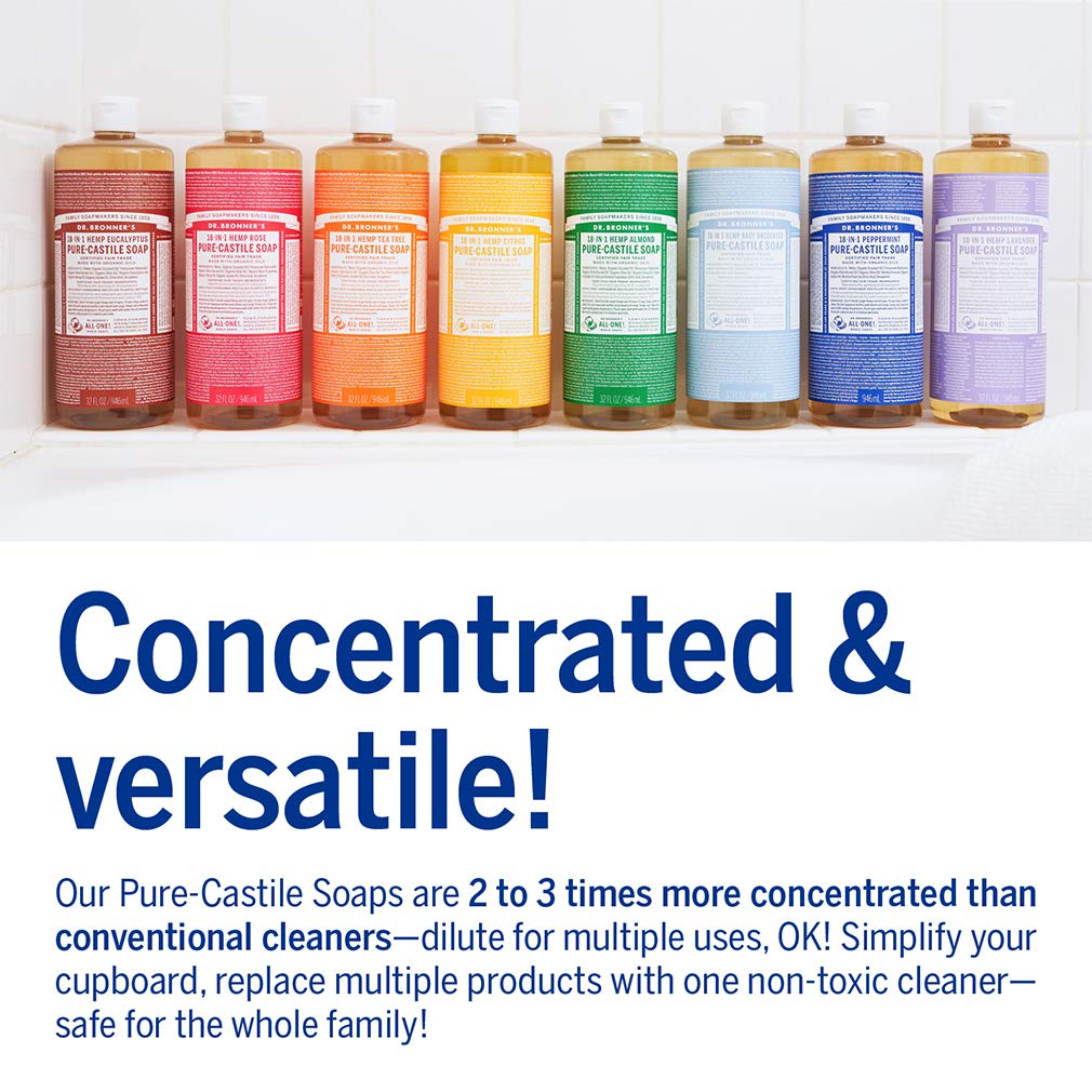 Dr. Bronner's eucalyptus soap pouring to reveal texture and foaming performance