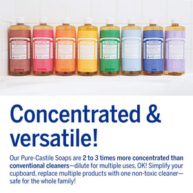 Dr. Bronner's eucalyptus soap pouring to reveal texture and foaming performance