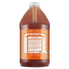 Dr. Bronner's front bottle showing label and size for clear identification and value