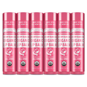Dr. Bronner's front packaging showing six Cherry Blossom tubes and convenience