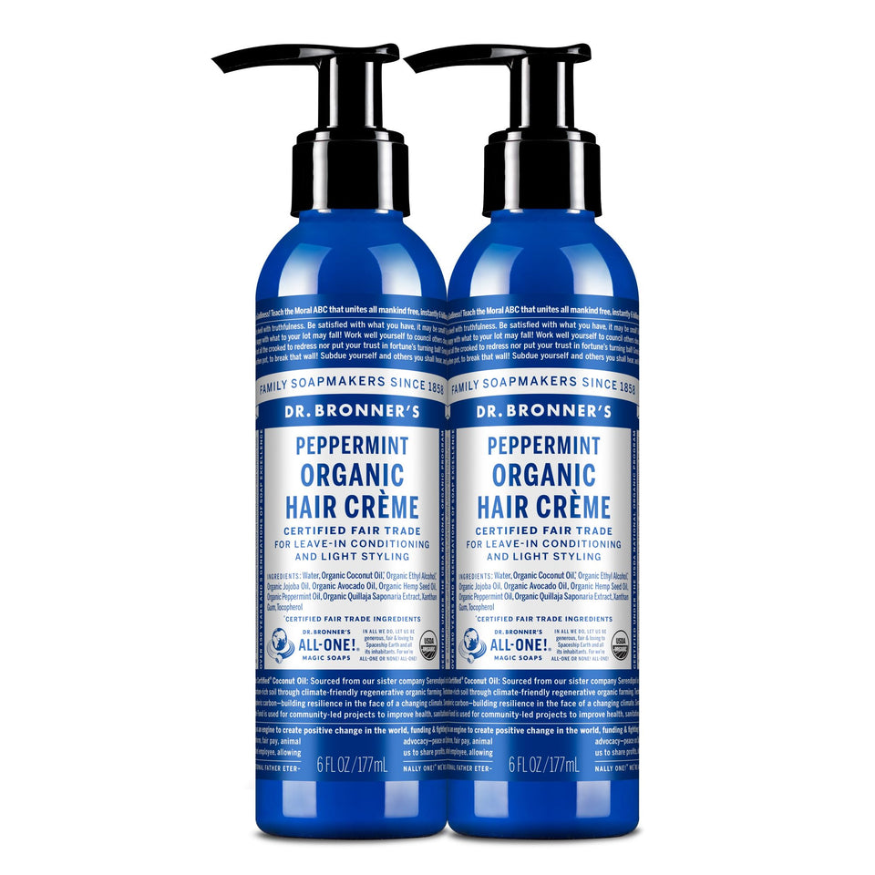 Dr. Bronner's front packaging showing label and peppermint scent for clean styling