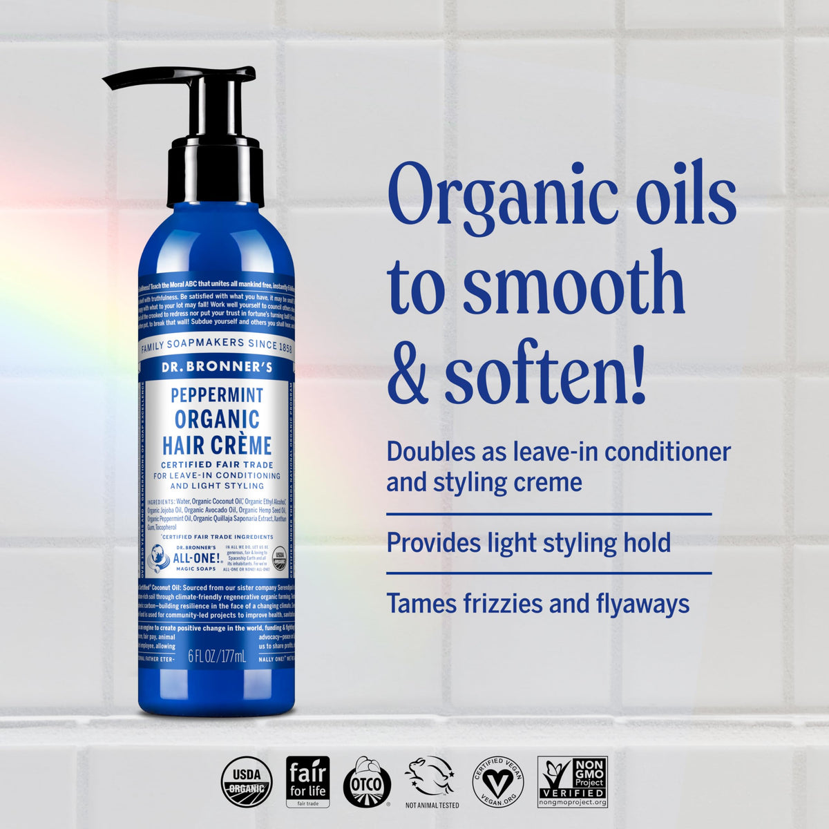 Dr. Bronner's close-up of creamy texture to highlight moisturizing benefits