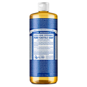 Dr. Bronner's hemp peppermint front label showing organic certifications and size