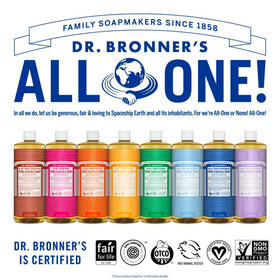 Dr. Bronner's measured into cup for laundry showing proper dosing benefit