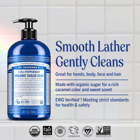 Dr. Bronner's label closeup showing organic and fair trade ingredients for transparency