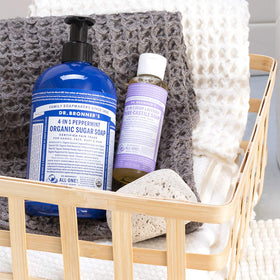 Dr. Bronner's lavender foam texture on hand showing rich lather and gentle cleanse