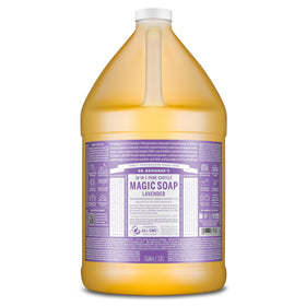 Dr. Bronner's gallon front label showing lavender scent and benefits