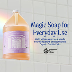 Dr. Bronner's lavender soap lather close-up demonstrating rich foam