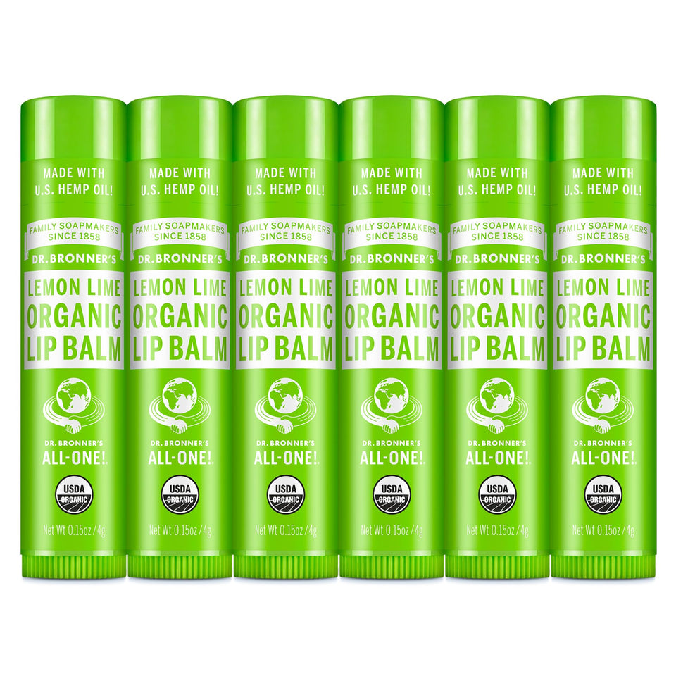 Dr. Bronner's front packaging showing six lemon lime tubes and brand clarity