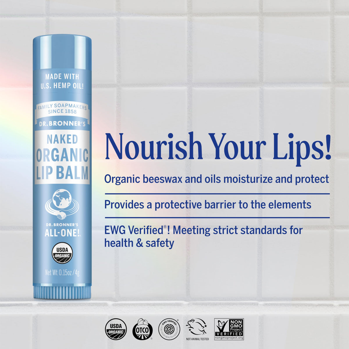 Dr. Bronner's tube close-up illustrating label clarity and compact, pocket-friendly design