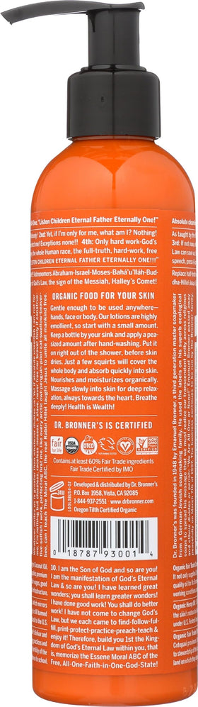 Dr. Bronner's pump close-up revealing lotion texture for fast absorption benefit