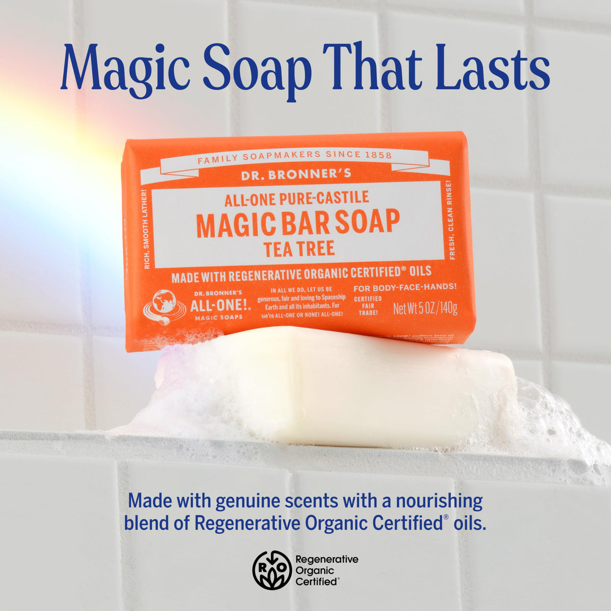 Dr. Bronner's oil ingredient close-up highlighting organic oils and soap origin, transparency benefit