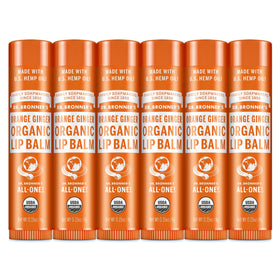 dr. bronner's front packaging showing six orange ginger tubes for easy identification and storage