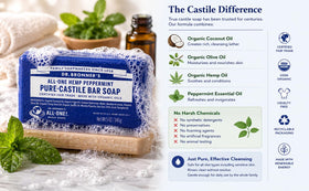 Dr. Bronner's soap close-up texture revealing creamy lather potential