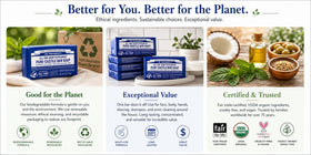 Dr. Bronner's bar producing foam in hand to show gentle cleansing