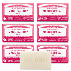 Dr. Bronner's rose bar front packaging showing product and benefits