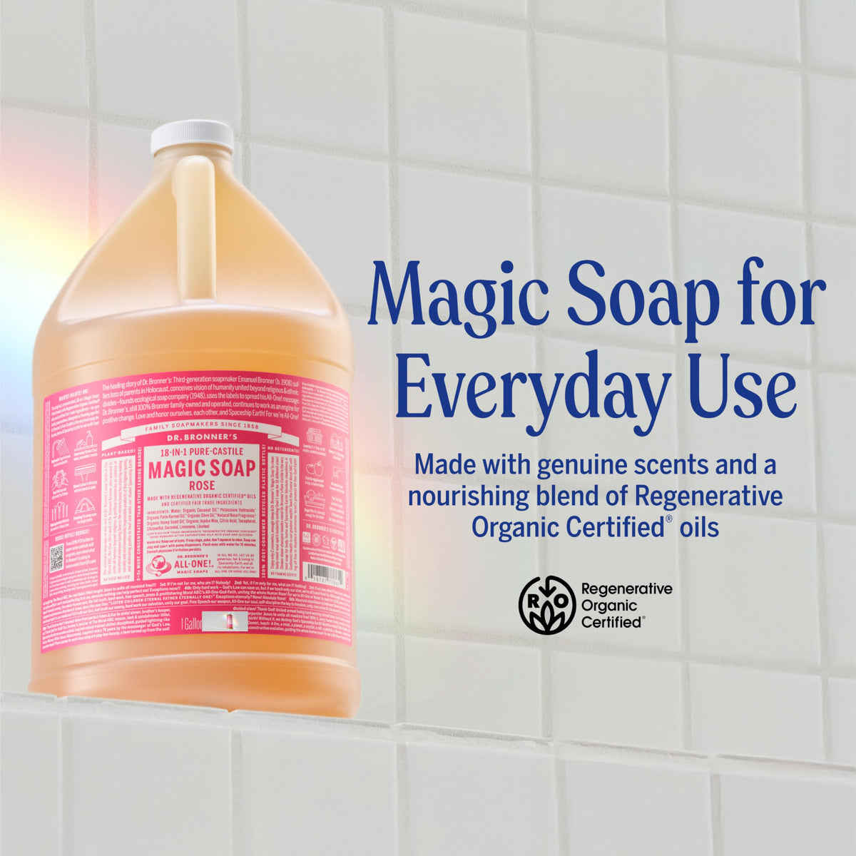 Dr. Bronner's dispensing liquid soap pump for easy measured use