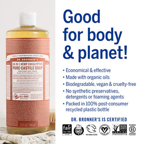 Dr. Bronner's rose soap foam texture close-up showing creamy lather benefit