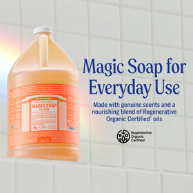 Dr. Bronner's pump close-up highlighting easy dispensing and controlled use